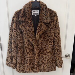 Walter Baker Tan Leopard Faux Fur Jacket